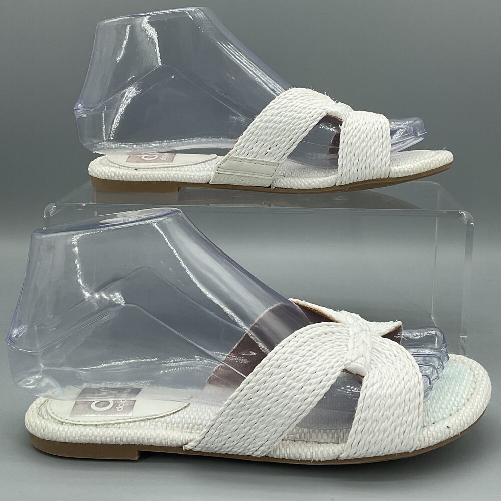 NEW Dolce Vita Women’s Geeya Raffia Criss Cross Slide Sandals White Size 6